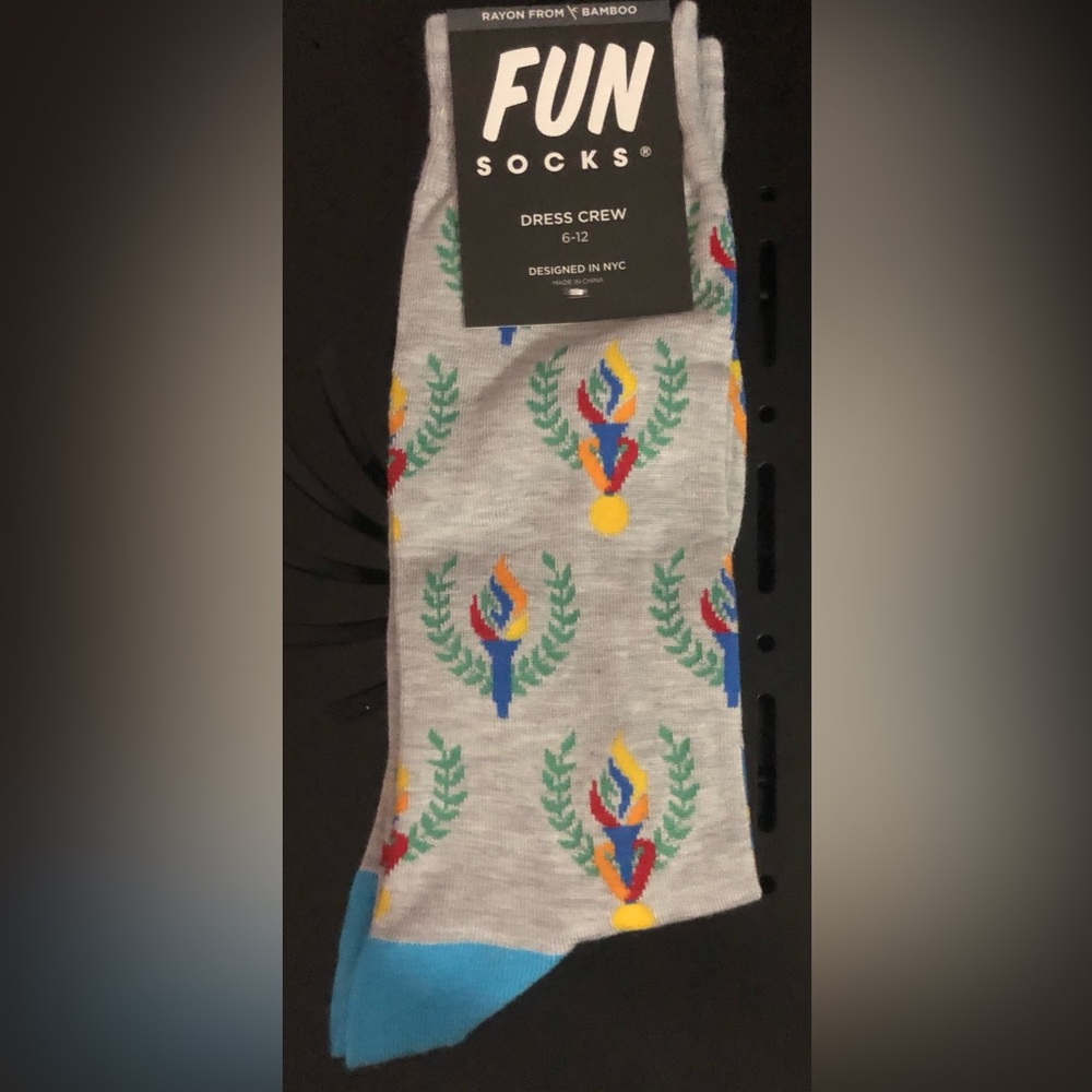Men's dress crew socks Multicolor Torch Design